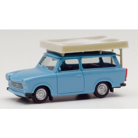 Herpa 024181-003-A24 - Trabant Universal z namiotem dachowym, pastelowy niebieski