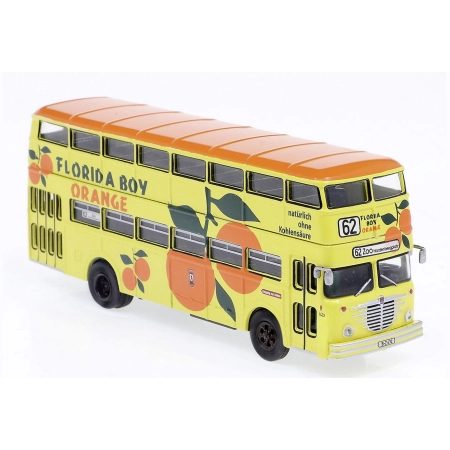 Brekina 61262 - Autobus D2U piętrowy, BVG - Florida Boy Orange, 1960 r.