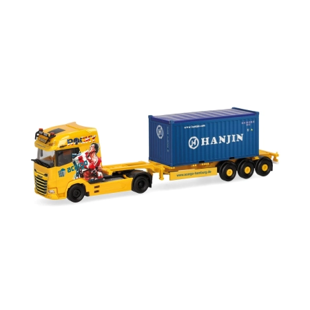 Herpa 320672 - DAF XG+ Ciężarówka z naczepą kontenerową „Acargo / 20 ft. Open Top Hanjin”