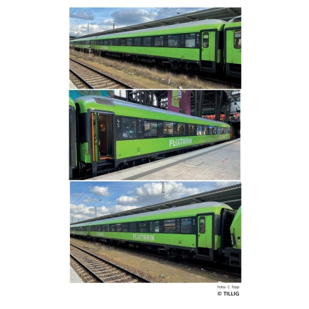 Tillig 01100 - Zestaw 3 wagonów pasażerskich, Flixtrain, Ep.VI
