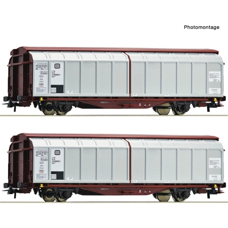 Roco 6600111 - Zestaw 2 wagonów ze ścianami przesuwnymi Hbbis, DB, Ep.IV