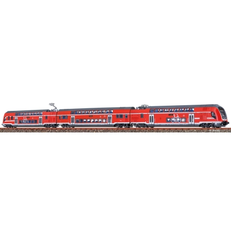 Brawa 64542 - Zestaw 3 sztuk TWINDEXX VARIO dwupoziomowy pociąg spalinowy, DBAG, Ep.VI „Stralsund Hbf”, dźwięk DC