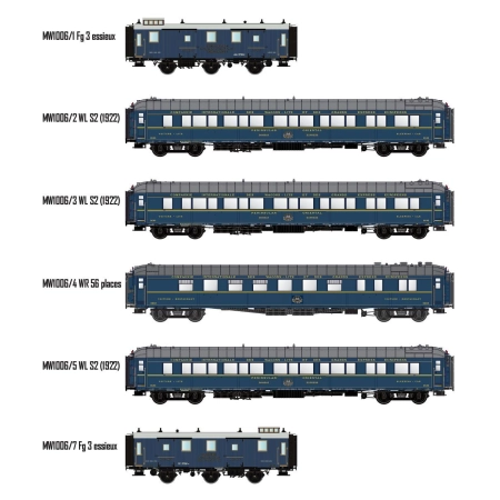 L.S. Models MW1006 - Zestaw 6 wagonów pasażerskich „Bombay Express”, CIWL, Ep.II, z oświetleniem wnętrza