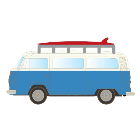 Minis LC3969 - VW T2 z deską surfingową, niebiesko-biały
