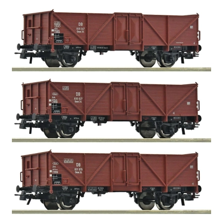 Roco 6600075 - Zestaw 3 wagonów towarowych Omm 34, DB, Ep.III
