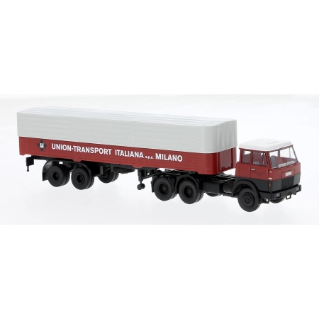 Brekina 82253 - Henschel F221S platforma/plandeka firmy spedycyjnej Union