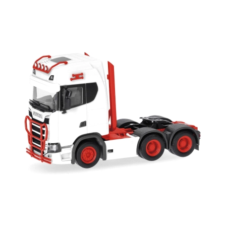 Herpa 314053-006 - Ciągnik siodłowy Scania CS 20 HD 3-osiowy (6x4), biały/czerwony