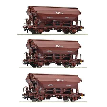 Roco 6600078 - Zestaw 3 wagonów z wychylnym dachem Tdns, CD-Cargo, Ep.VI