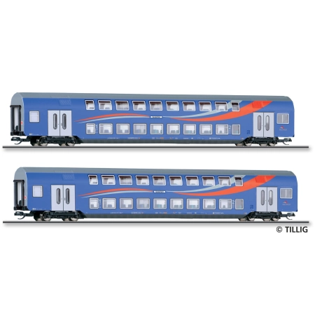 Tillig 01065 - Zestaw 2 wagonów piętrowych, SRI, Ep.VI