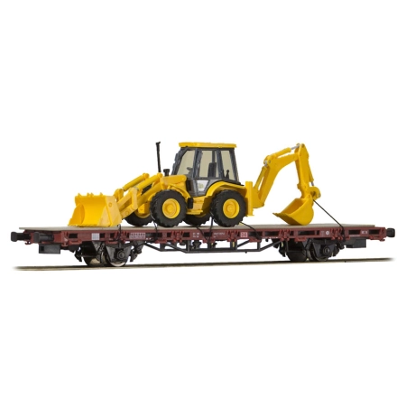 Kibri 26260 - Wagon platforma Kls DB z ładunkiem: koparko-ładowarka JCB 4CX 4x4x4.