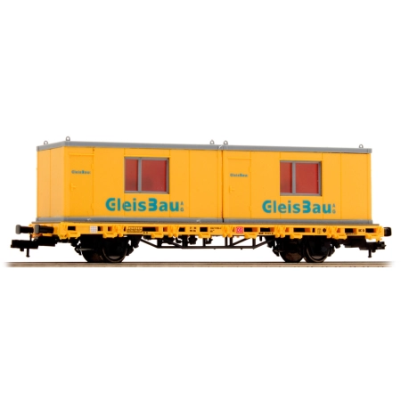 Kibri 26268 - Wagon platforma 2 os. z kontenerami budowlanymi GleisBau, Ep.V-VI