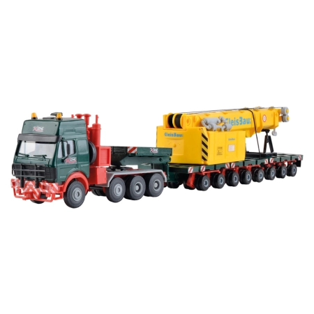 Kibri 13600 - Mercedes Titan z naczepą i dźwigiem kolejowym SCHEUERLE