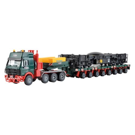 Kibri 13601 - Mercedes SK z platformą SCHEUERLE i dolną częścią dźwigu kolejowego