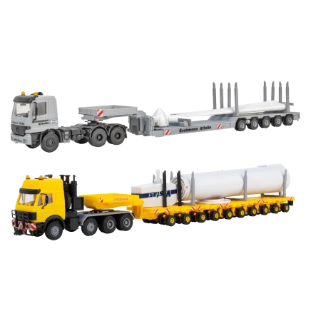 Kibri 13520 - Transport turbin wiatrowych, 2 ciężarówki przegubowe