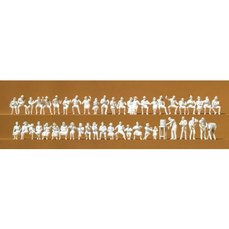 Preiser 16356 - W ogródku piwnym, 46 niepomalowanych figurek