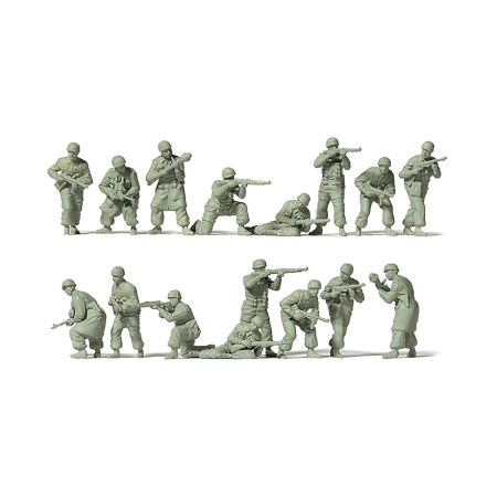 Preiser 16624 - Spadochroniarze w walce, 16 niepomalowanych figurek