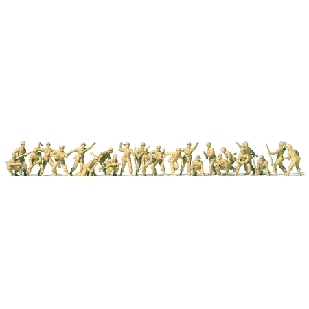 Preiser 16627 - Niemiecki Afrika Korps w bitwie, 24 niepomalowane figurki