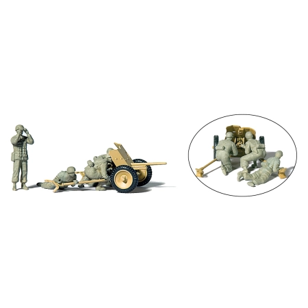 Preiser 16628 - Spadochroniarze z 3,7 cm PAK, niepomalowane