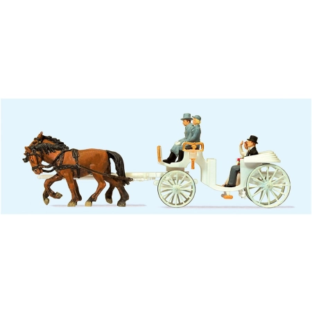 Preiser 30496 - Dorożka weselna, odkryta