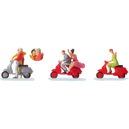 Preiser 10607 - Skutery VESPA wraz z figurkami