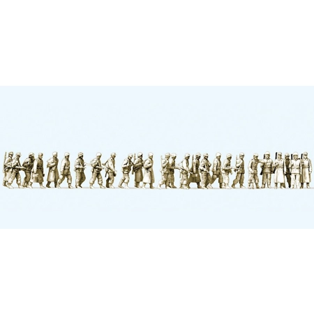 Preiser 16609 - Piechota pieszo, mundur zimowy, Rzesza Niemiecka 1944-45, 26 niepomalowanych figurek