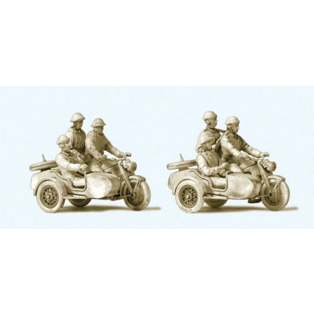 Preiser 16615 - Motocyklista, 2x motocykl Zündapp KS750, NRD, 6 niepomalowanych figurek