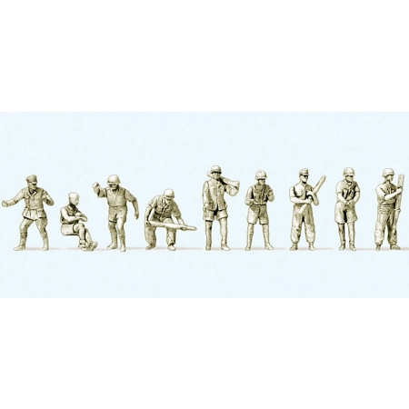 Preiser 16618 - Załoga działa przeciwlotniczego 8,8 cm, niemiecki Afrika Korps 1941-43, 9 niepomalowanych figurek