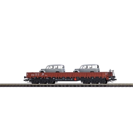 Busch 31173 - Wagon platforma Samm 4818 z 2 Framo, DR, Ep.III