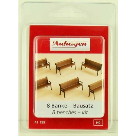 Auhagen 41199 - Zestaw 8 stylowych ławeczek w skali H0.