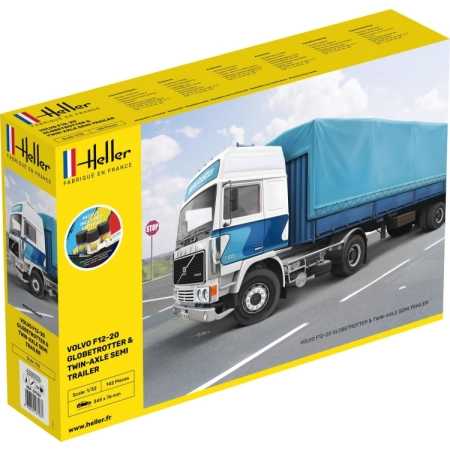 Heller 57703 - Starter Set - Volvo F12-20 GlobeTrotter z naczepą plandekową - 1:32