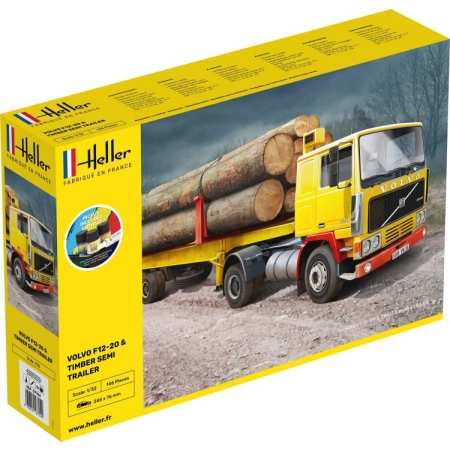 Heller 57704 - Starter Set - Volvo F12-20 z naczepą do drewna - 1:32