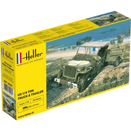 Heller 79997 - Jeep Willis z przyczepą - 1:72