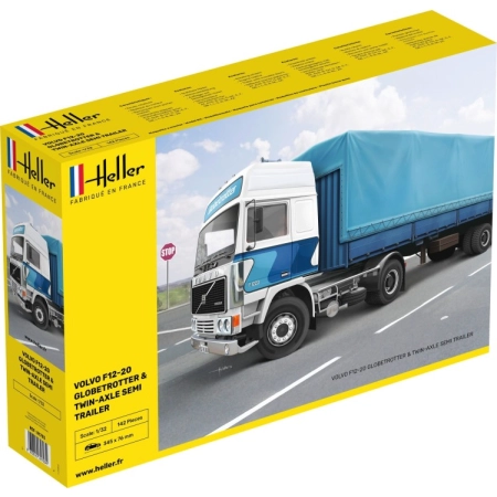 Heller 81703 - Volvo F12-20 GlobeTrotter z naczepą plandekową - 1:32