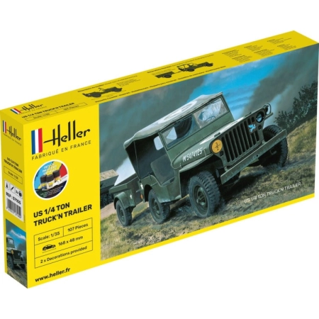Heller 57105 - Starter Set - Jeep Willys z przyczepką - 1:35