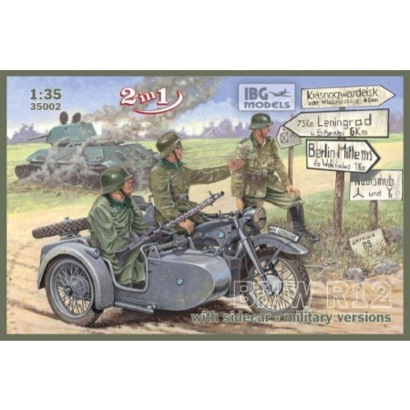 IBG 35002 - Motocykl BMW R12 z wózkiem bocznym, wojskowy (2 in 1) - 1:35