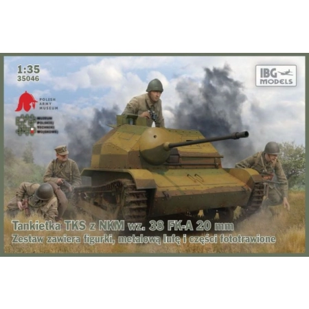 IBG 35046 - Tankietka TKS z NKM wz. 38 FK-A 20 mm (elementy fototrawione, metalowa lufa i figurki) - 1:35