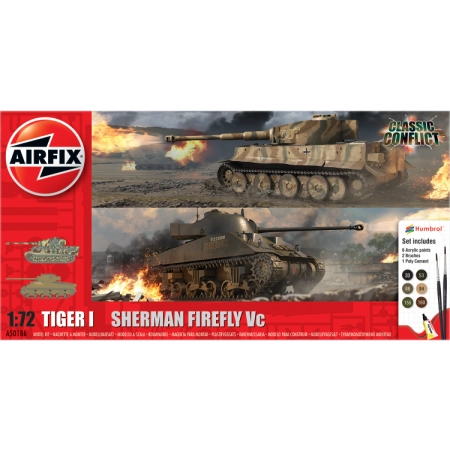 AIRFIX A50186 - Gift Set - Classic Conflict Tiger 1 vs Sherman Firefly - 1:72