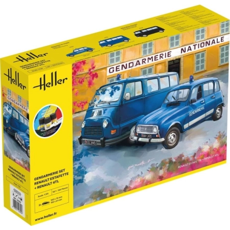 Heller 52325 - Starter Set - Gendarmerie Set Renault Estafette + 4TL - 1:24