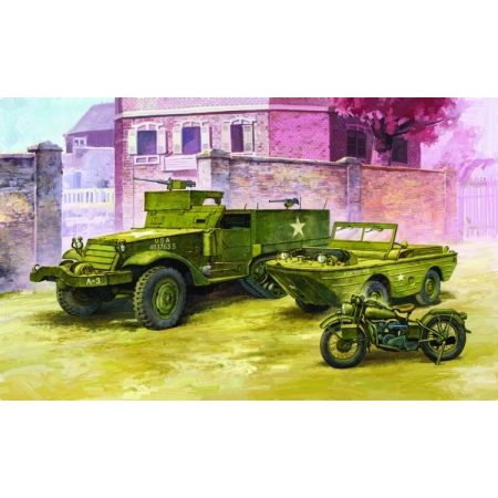 Academy 13408 - M3 Halftrack + Amfibia + motocykl 1:72.