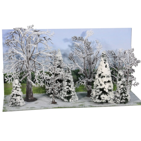 Heki 2101 - 10 drzewek zimowych i jodeł zimowych, wysokość 7-14 cm