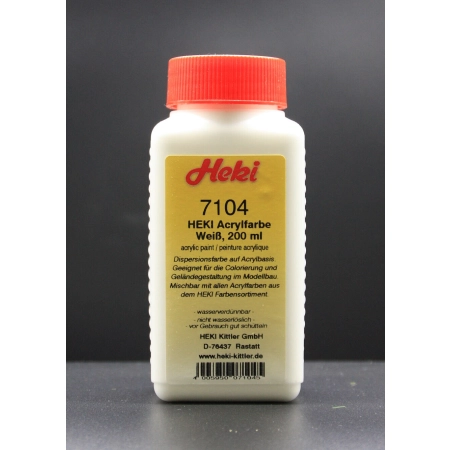 Heki 7104 - Farba akrylowa śnieżnobiała, 200ml.
