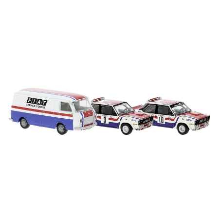Brekina 22664 - Zestaw "Corsica 78" z samochodem serwisowym i 2 x 131 Abarth "Andruet" i "Mouton", 1974 r.