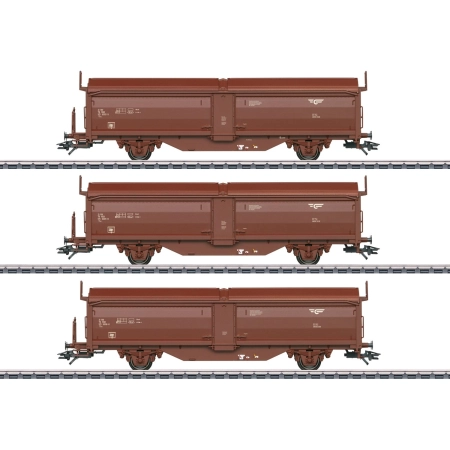 Märklin 47302 - Zestaw 3 wagonów z przesuwanym dachem i przesuwanymi ścianami, NSB, ep. IV