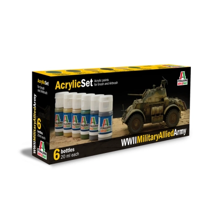 Italeri 440AP - Zestaw 6 farb akrylowych: WOJSKA ALIANTÓW Z II WOJNY ŚWIATOWEJ