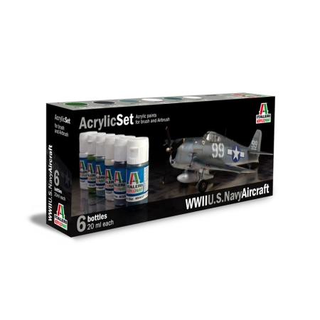 Italeri 439AP - Zestaw 6 farb akrylowych: SAMOLOTY MARYNARKI WOJENNEJ USA Z II WOJNY ŚWIATOWEJ