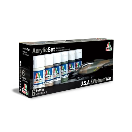 Italeri 443AP - Zestaw 6 farb akrylowych: WOJNA W Wietnamie, Siły Powietrzne Stanów Zjednoczonych