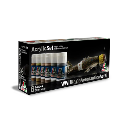 Italeri 437AP - Zestaw 6 farb akrylowych SAMOLOTY AEREI REGIA AERONAUTICA Z II WOJNY ŚWIATOWEJ