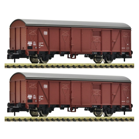 Fleischmann 831514 - Zestaw 2 krytych wagonów towarowych Gbs, DB, Ep.IV