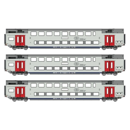 L.S. Models LS43605AC - Zestaw 3 wagonów piętrowych M6 B+B+B, SNCB, ep. VI, AC