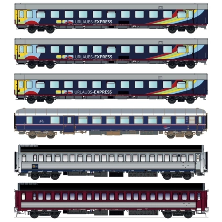L.S. Models LS2503N - Zestaw 6 wagonów pasażerskich „Urlaubs-Express”, epoka VI